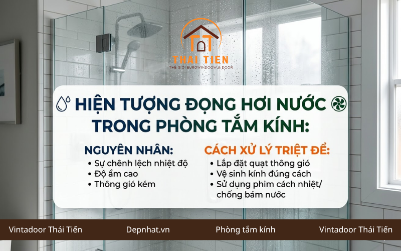 Hiện tượng đọng hơi nước trong phòng tắm kính: Nguyên nhân & cách xử lý triệt để